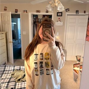 Cream Graphic Jar Print Crewneck Sweatshirt